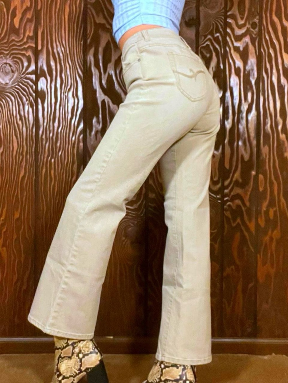 NWOT Chico’s beige high rise flare jeans